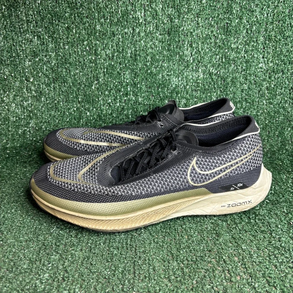 Nike ZoomX Streakfly Road Racing Athletic Sneaker Black Gold Grain Mens Size 10